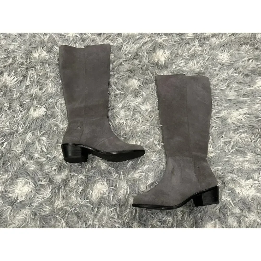 Vionic Tinsley Gray Suede Leather Knee High Boots Sz. 5